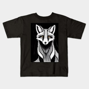 BLACK AND WHITE FOX Kids T-Shirt